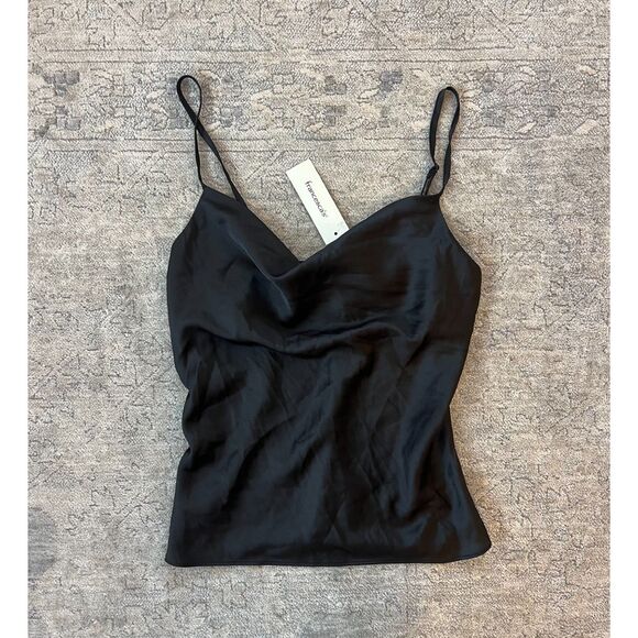NWT Francesca's Black Satin Tank Top XS - Picture 3 of 5